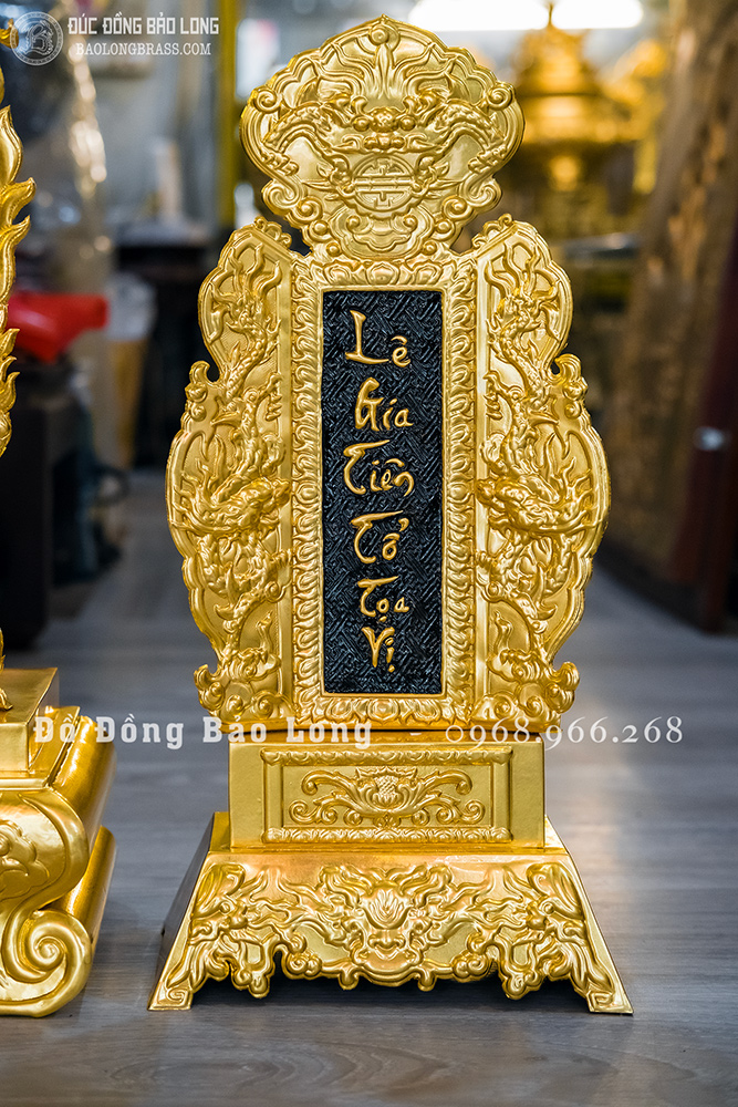 Bộ 3 Bài Vị Bằng Đồng Dát Vàng 24K