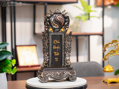 Bài Vị Đúc Bằng Đồng Đỏ Khảm Ngũ Sắc Cao 42cm