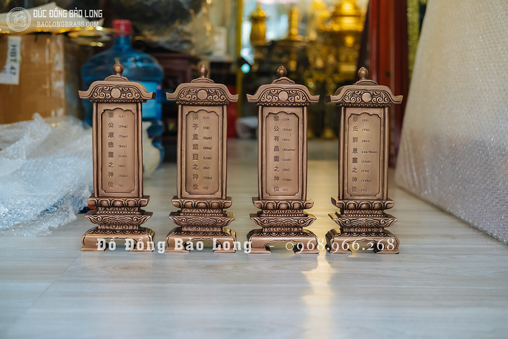 Bài vị bằng đồng đỏ cao 30cm đúc thủ công