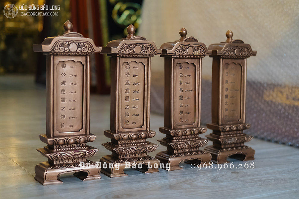 Bài Vị Bằng Đồng Đỏ Cao 30Cm Đúc Thủ Công