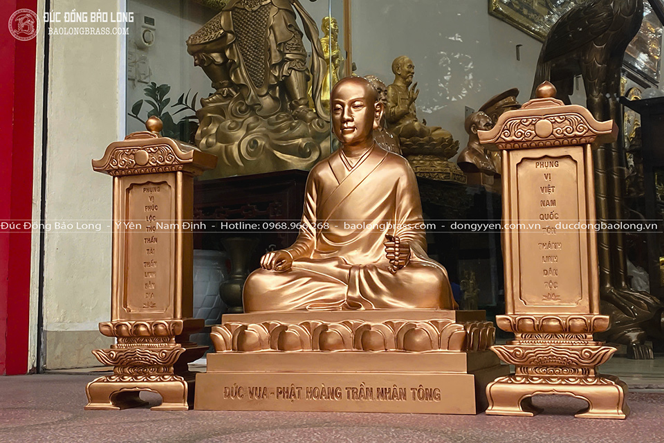 bài vị kiểu Nhật đúc bằng đồng đỏ màu trầm cổ cao 30cm