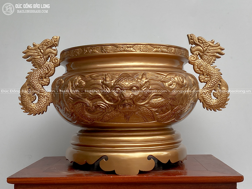 Bát hương tai Rồng bằng đồng đỏ cao 40cm