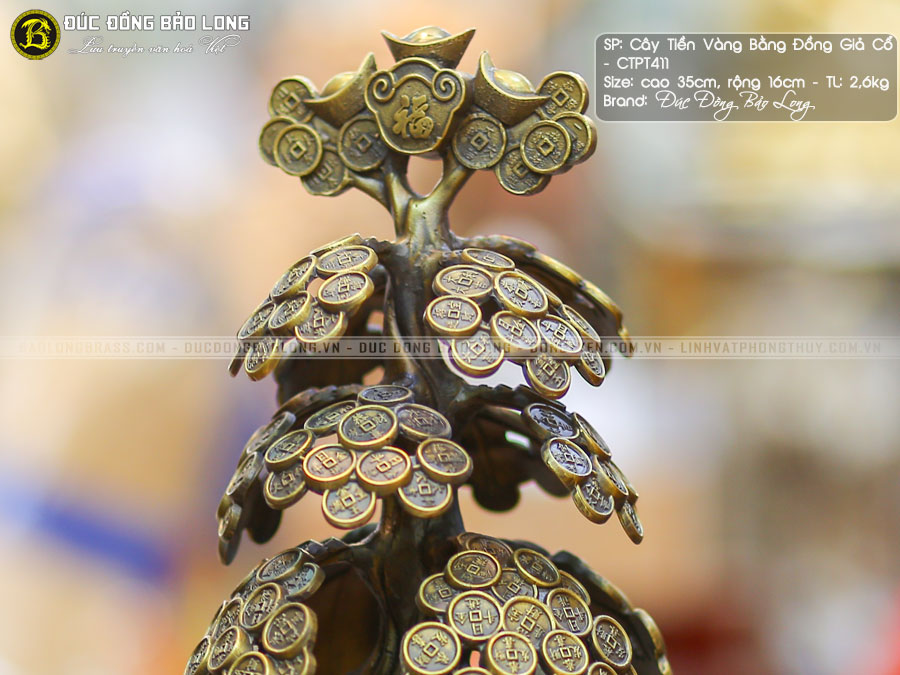 cây tiền vàng bằng đồng cao 35cm