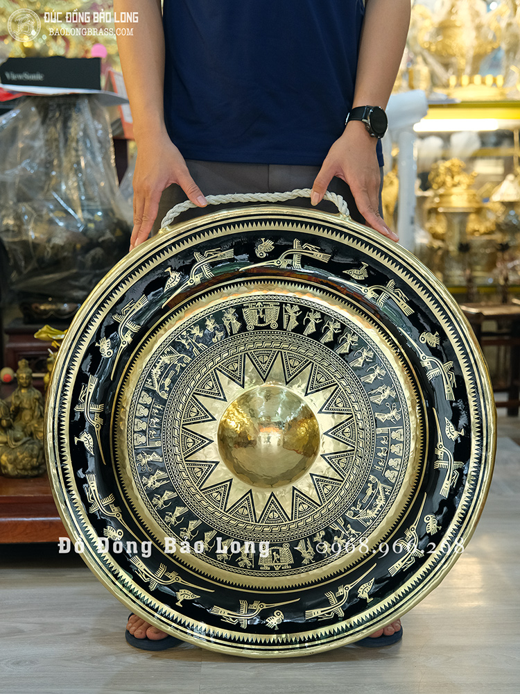 Chiêng Đồng ĐK 70cm ám hoa văn trống đồng