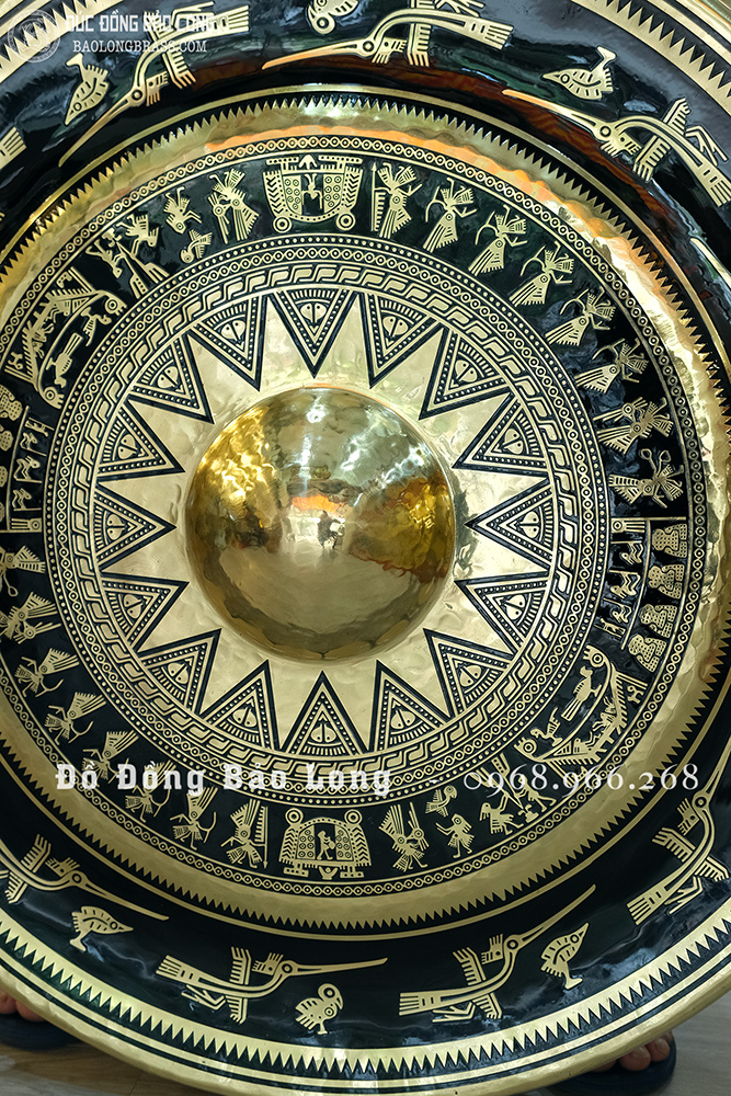 Chiêng Đồng ĐK 70cm ám hoa văn trống đồng