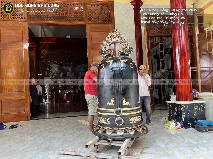 quả chuông đồng 800kg cho chùa tịnh quảng xá, tỉnh đồng nai