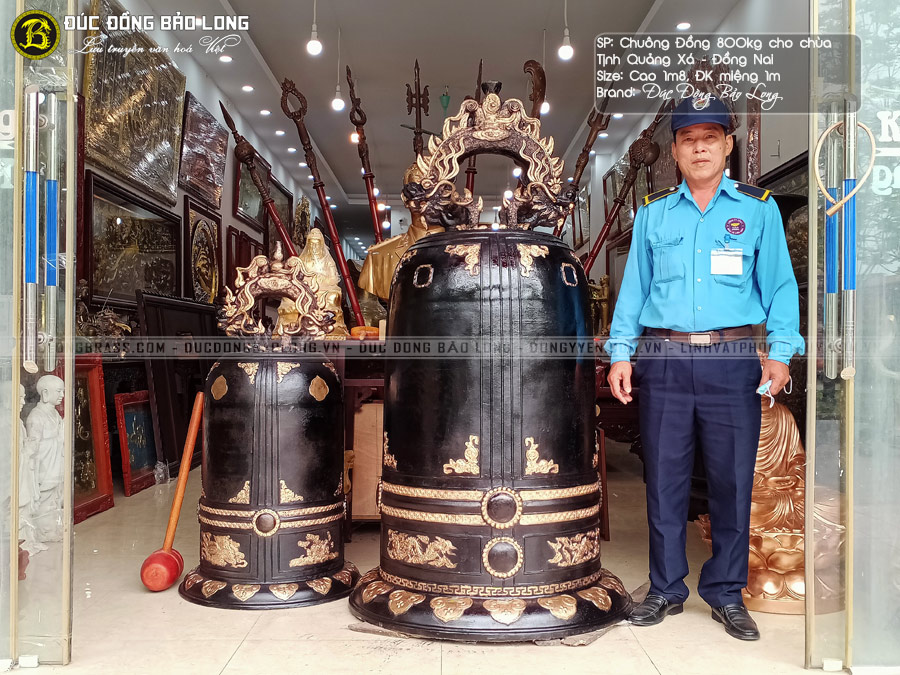quả chuông đồng 800kg cho chùa tịnh quảng xá, tỉnh đồng nai