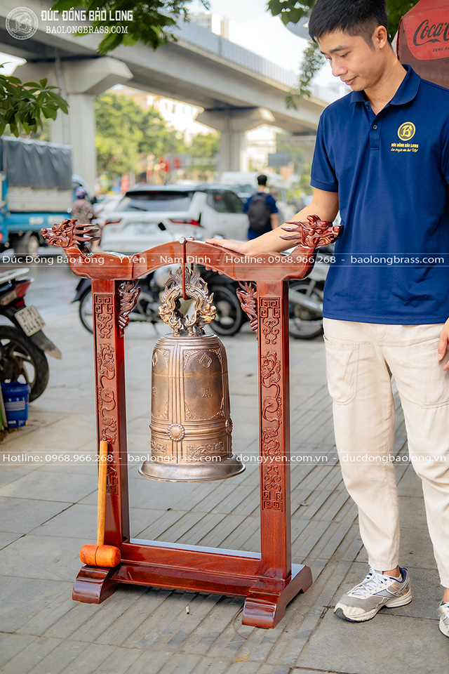 Chuông Đồng Giá Treo Gỗ Lim Nặng 22Kg