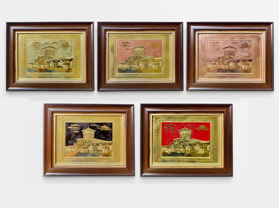 Tranh Chợ Bến Thành Bằng Đồng Khổ 28cm x 34cm