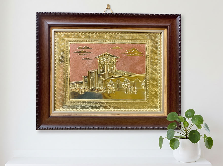 Tranh Chợ Bến Thành Bằng Đồng Khổ 28cm x 34cm