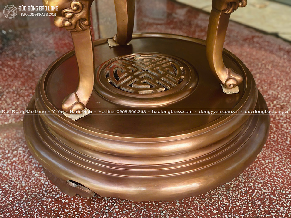 đỉnh đồng dơi ngũ phúc đúc thủ công màu đồng trầm cổ cao 1m07