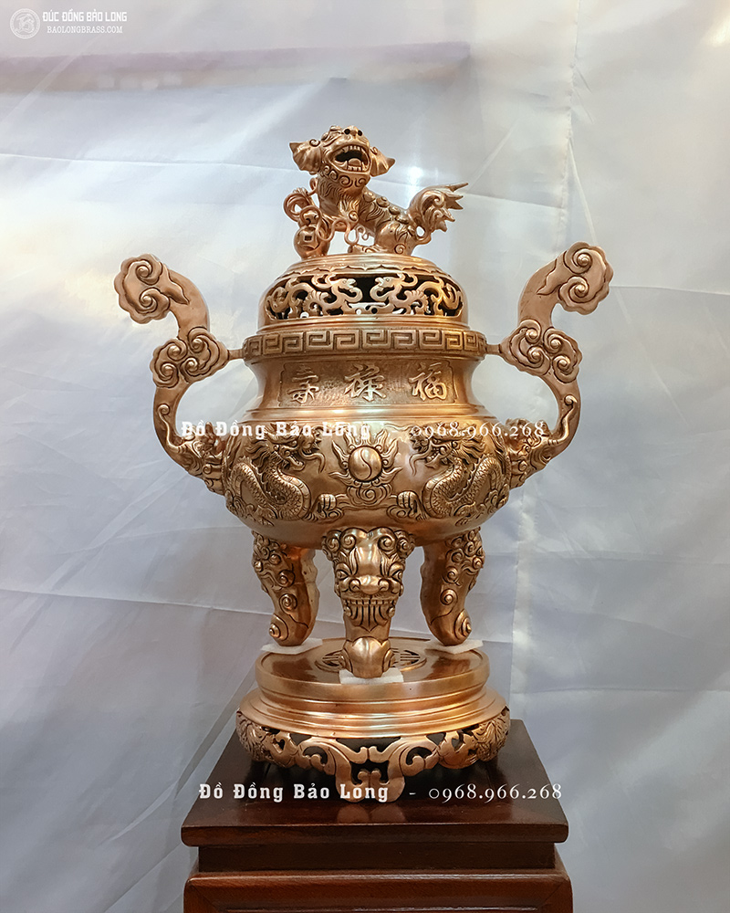 đỉnh rồng phượng đồng đỏ đúc nổi cho khách Hà Nội