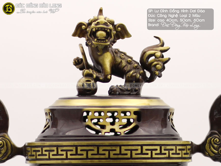 Lư Đỉnh Đồng Hình Dơi Đúc Công Nghệ 2 Màu 2 lư đỉnh đồng hình dơi đào đúc công nghệ loại 2 màu