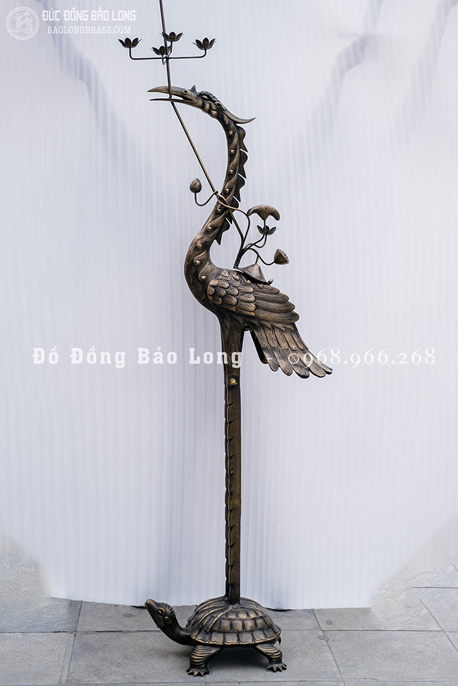 Đôi hạc thờ bằng đồng thau cao 1m76 màu hun đenĐôi hạc thờ bằng đồng thau cao 1m76 màu hun đen