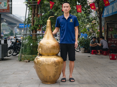 Hồ Lô Bát Quát Bằng Đồng Vàng Cao 1m35