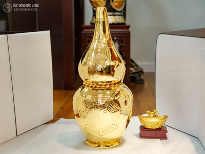 Hồ Lô Bát Quát Phong Thủy Bằng Đồng Mạ Vàng 24K Cao 57Cm