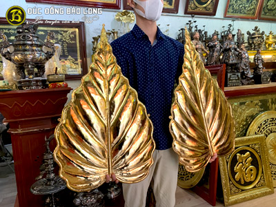 Lá Bồ Đề Bằng Đồng Mạ Vàng 24k Cao 50cm