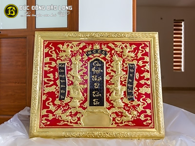 Liễn Thờ Cửu Huyền Thất Tổ Bằng Đồng Vàng Khổ 1m07 x 89cm
