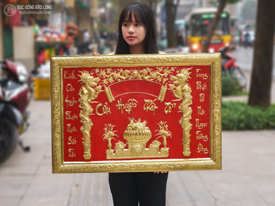 Liễn Thờ Cửu Huyền Thất Tổ Bằng Đồng Khổ 81cm x 61cm