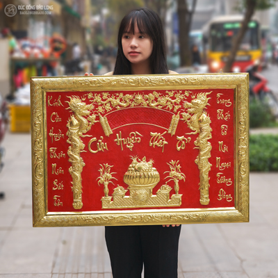 Liễn Thờ Cửu Huyền Thất Tổ Bằng Đồng Kích thước 81cm x 61cm