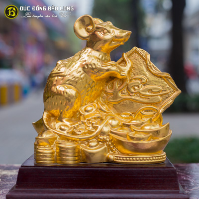 Chuột Tài Lộc Bằng Đồng Vàng Cao 22cm Dát Vàng 9999