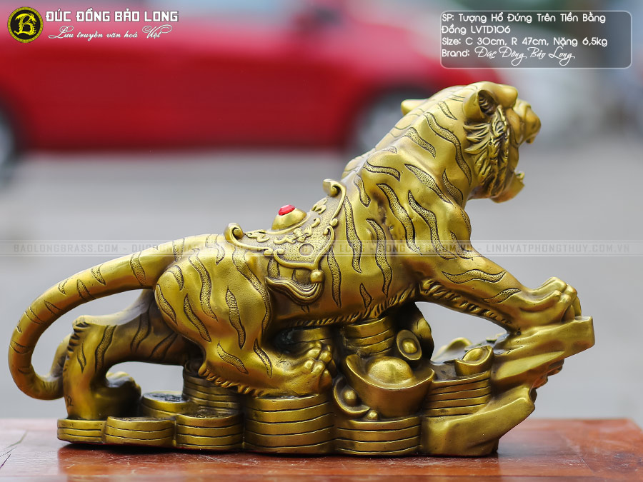 Tượng Hổ Bằng Đồng Vàng Dài 30cm