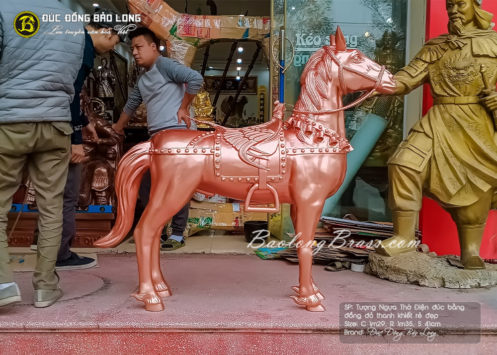 tượng Ngựa thờ bằng đồng đỏ 1m29
