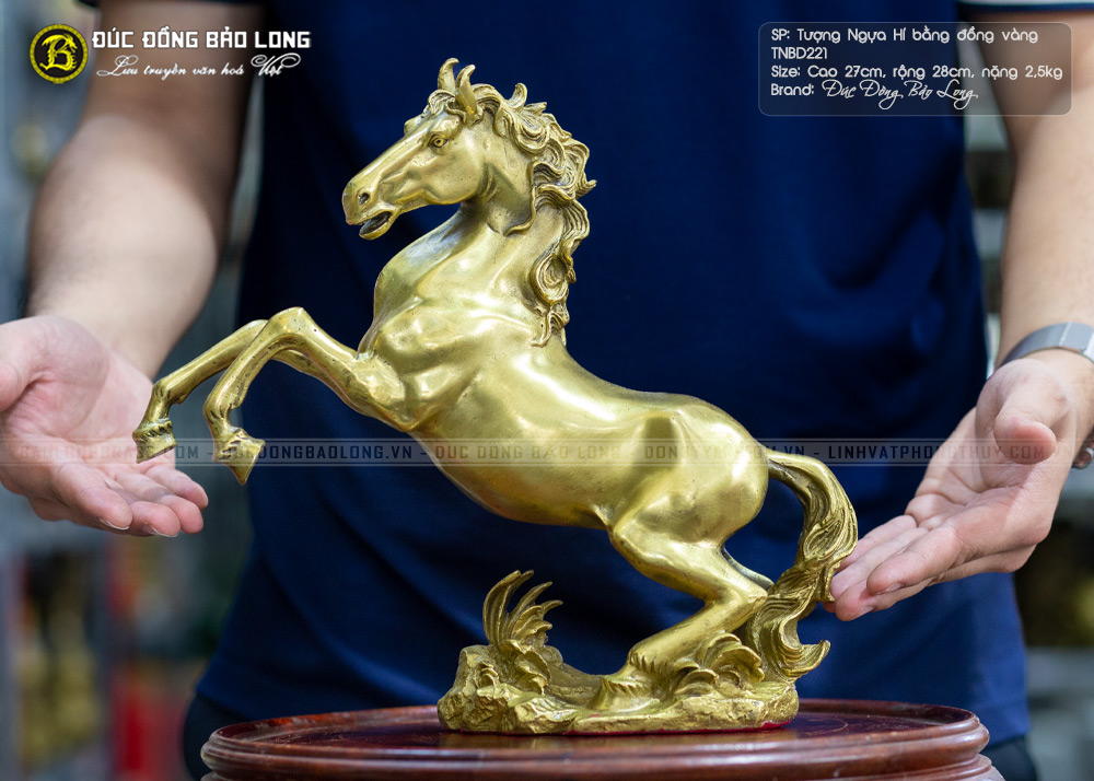 Ngựa Hí Bằng Đồng Vàng Cao 27cm - TNBD221 2