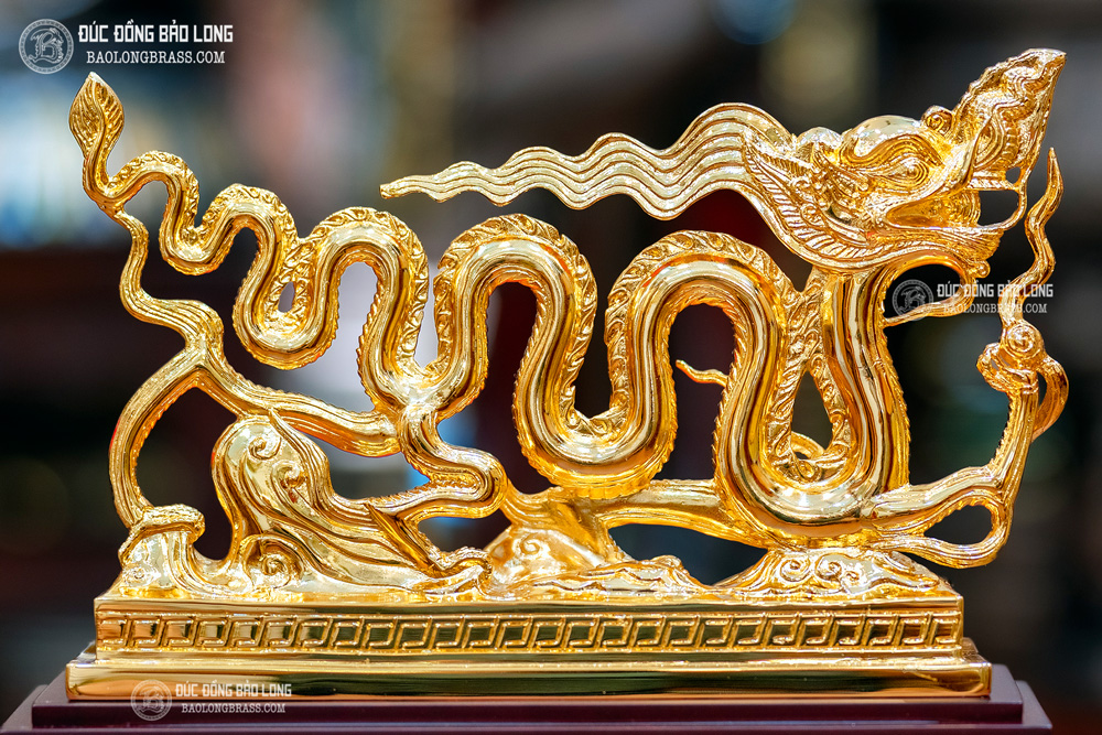 tượng Rồng thời Lý cao 16cm bằng đồng Mạ vàng