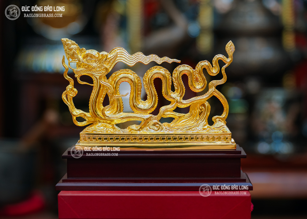 tượng Rồng thời Lý cao 16cm bằng đồng Mạ vàng