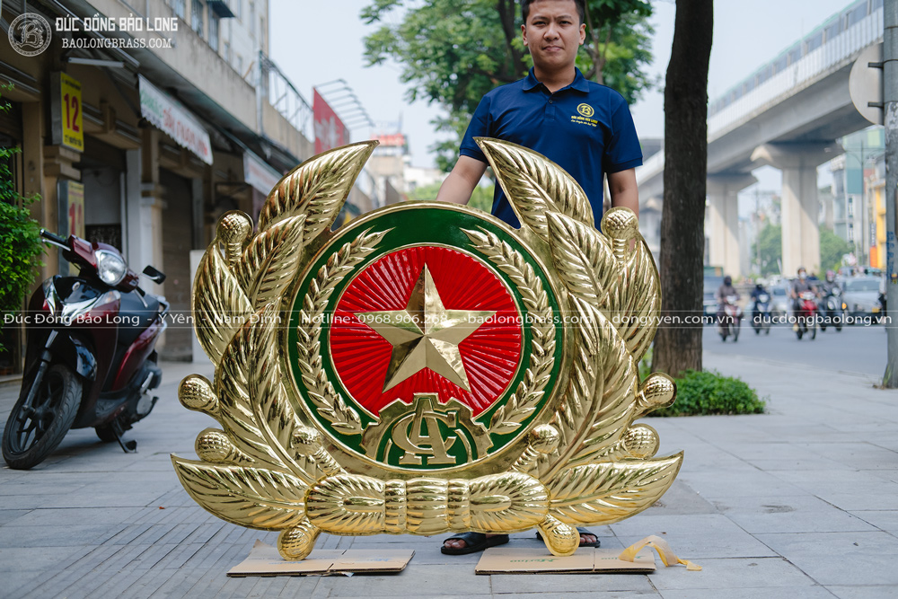 Logo Ngành Công An Bằng Đồng Khổ 1m4 x 1m2