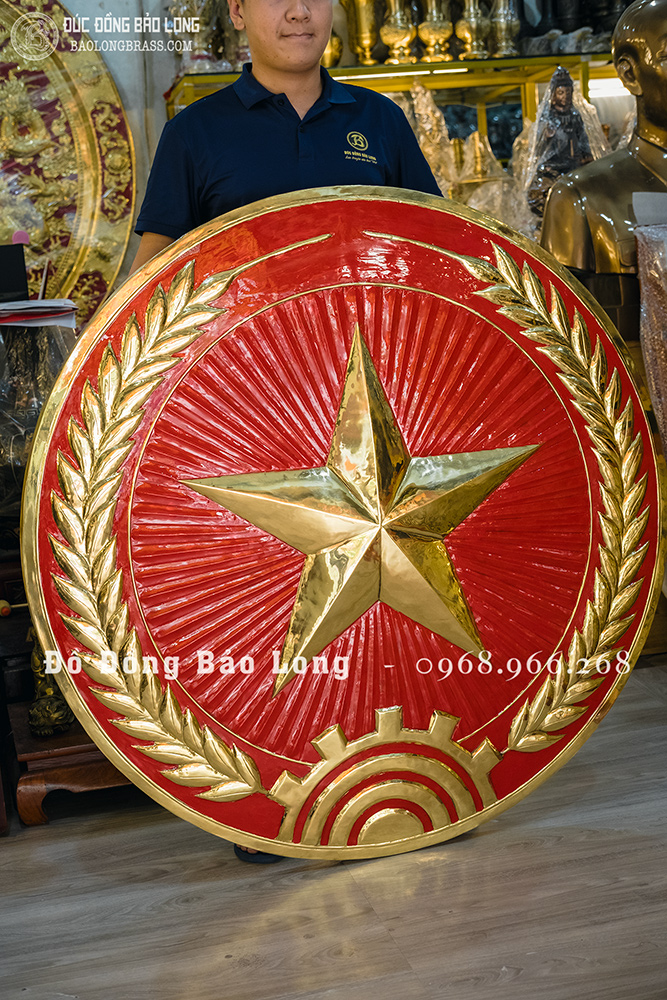 Logo Huy Hiệu Quân Đội Bằng Đồng ĐK 1m2