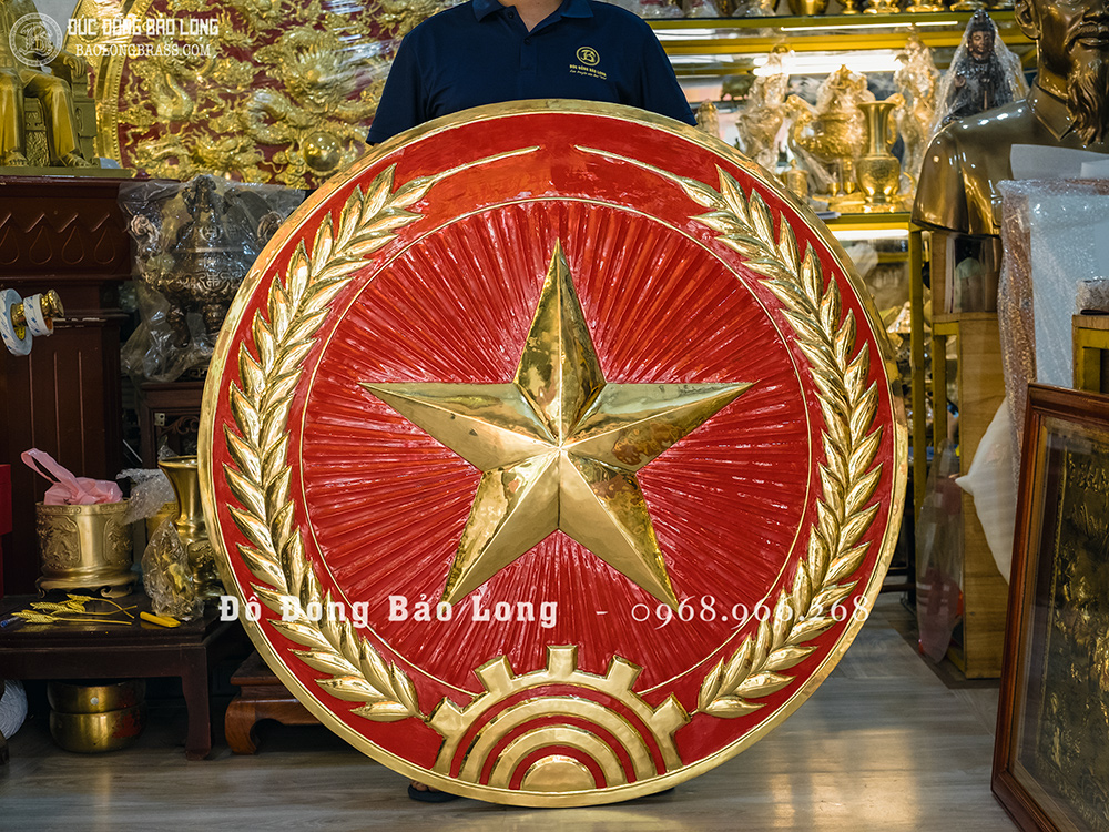 Logo Huy Hiệu Quân Đội Bằng Đồng ĐK 1m2