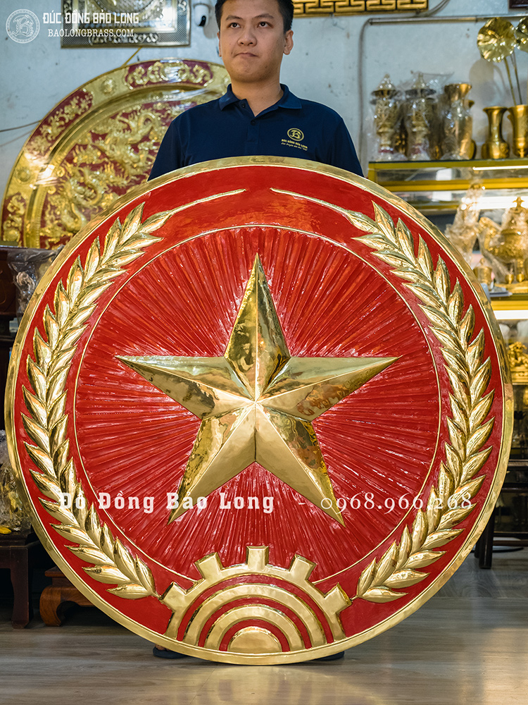 Logo Huy Hiệu Quân Đội Bằng Đồng ĐK 1m2