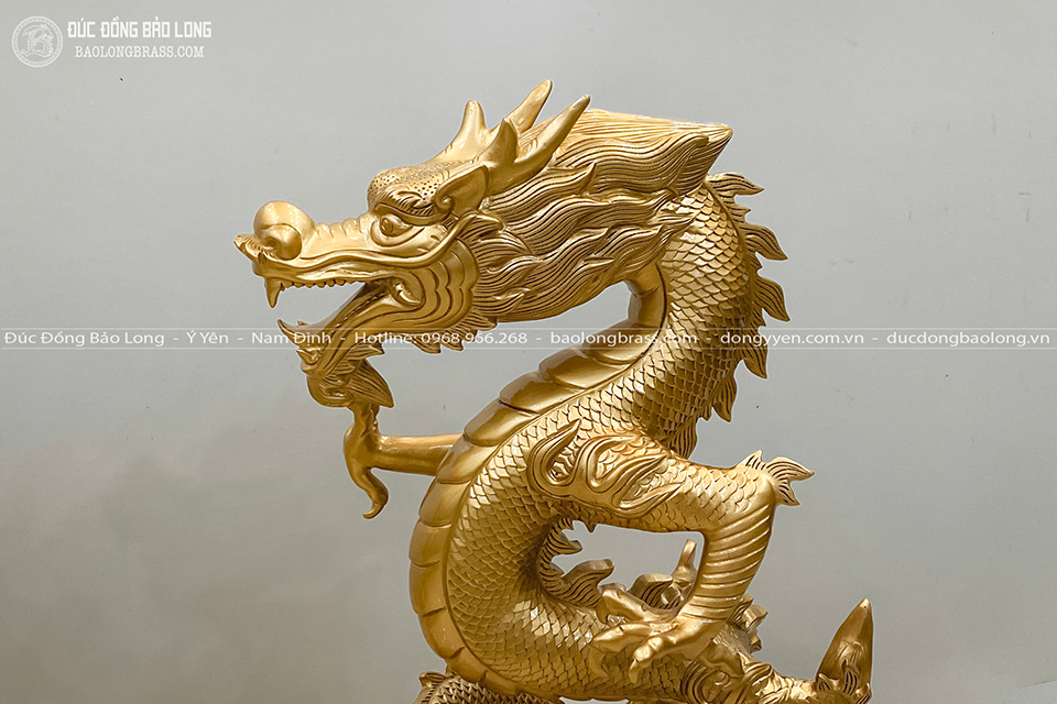 Cặp Tượng Long Quy Bằng Đồng Đỏ Cao 61Cm Màu Vàng Mộc