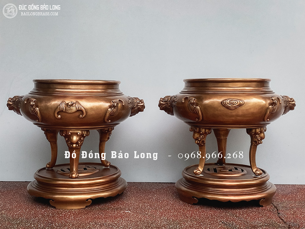 Lư Xông Trầm Bằng Đồng Đỏ Cao 50cm