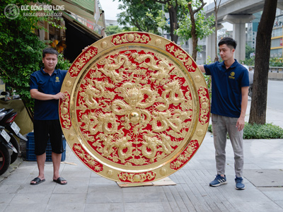 Mâm Đồng Cửu Long Bằng Đồng Vàng ĐK 1m88