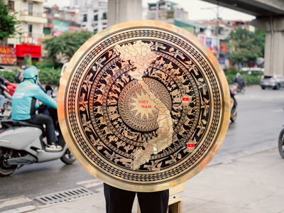 Mặt Trống Đồng Ăn Mòn Bản Đồ 34 Tỉnh Thành ĐK 1m