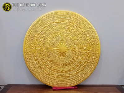 Mặt Trống Đồng Đông Sơn Dạng Đúc ĐK 80cm Dát Vàng 9999