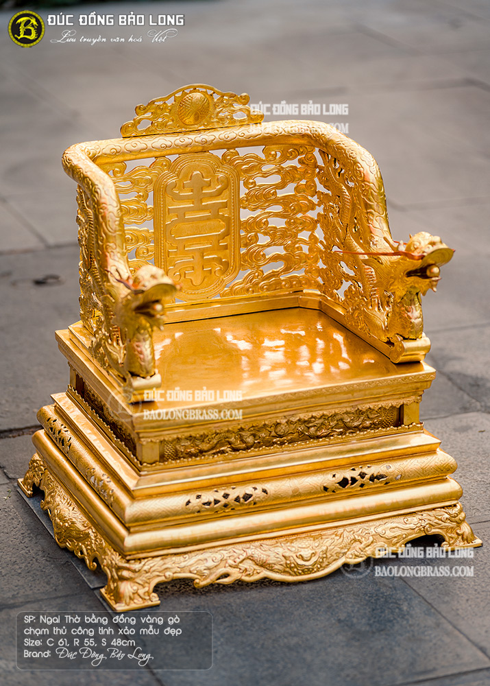 Ngai thờ bằng đồng mạ vàng 24k cao 61cm
