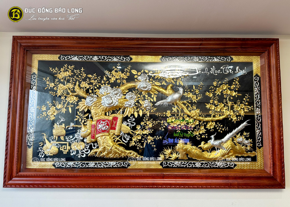tranh Vinh Hoa Phú Quý bằng đồng dát vàng bạc