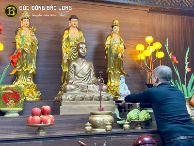 Tượng Phật Hoàng Trần Nhân Tông Cao 81cm Bằng Đồng