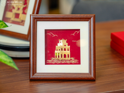 Tranh Tháp Rùa Hồ Gươm Hà Nội Khổ 24cm x 24cm