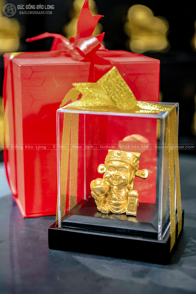 Tượng Thần Tài Mini Dát Vàng 24K Cao 12Cm