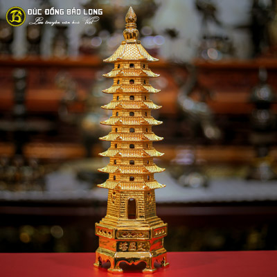 Tháp Văn Xương Bằng Đồng Cao 40cm Mạ Vàng 24k