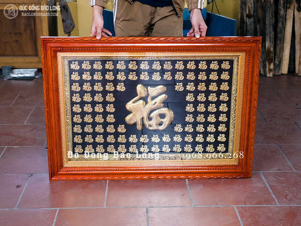 Tranh Bách Phúc bằng đồng dát vàng khổ 1m x 70cm