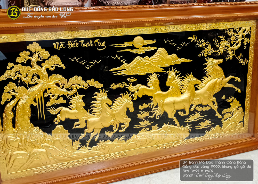 tranh Mã Đáo Thành Công Dát vàng 1m97