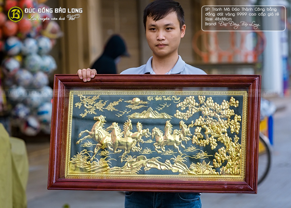 tranh Mã Đáo Thành Công 48cm x 88cm Dát vàng