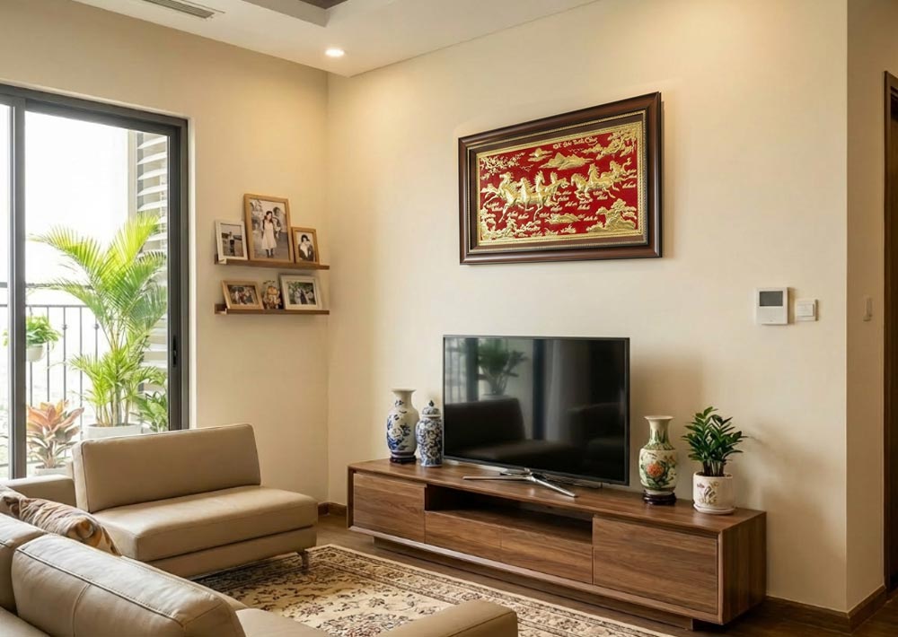 Tranh Mã Đáo Thành Công Bằng Đồng Khổ Nhỏ 40cm x 70cm (55cm x 95cm)