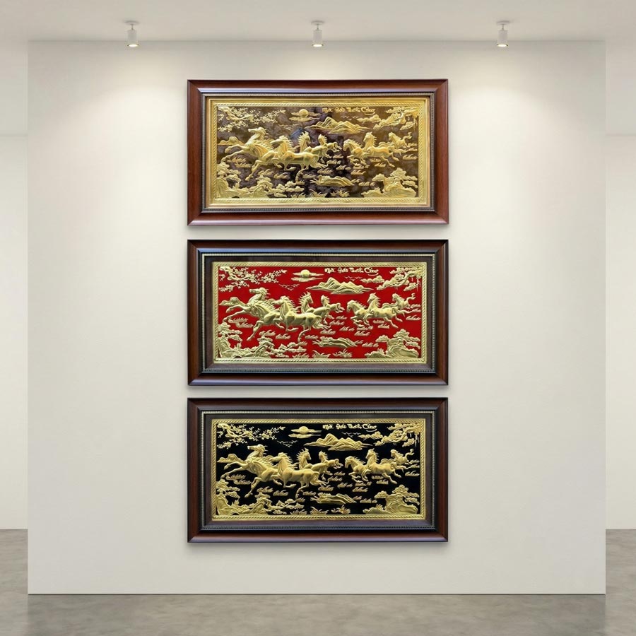 Tranh Mã Đáo Thành Công Bằng Đồng Khổ Nhỏ 40cm x 70cm (55cm x 95cm)